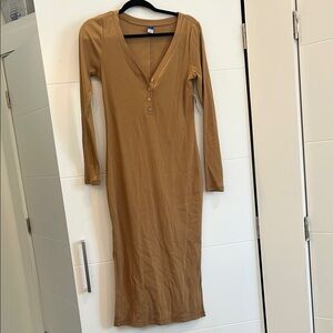 Elegant Tan Long Sleeve Dress